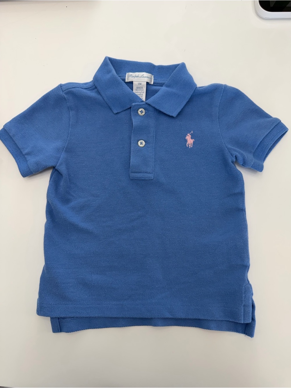 NWOT Ralph Lauren Kids Blue Polo with Pink Pony Logo